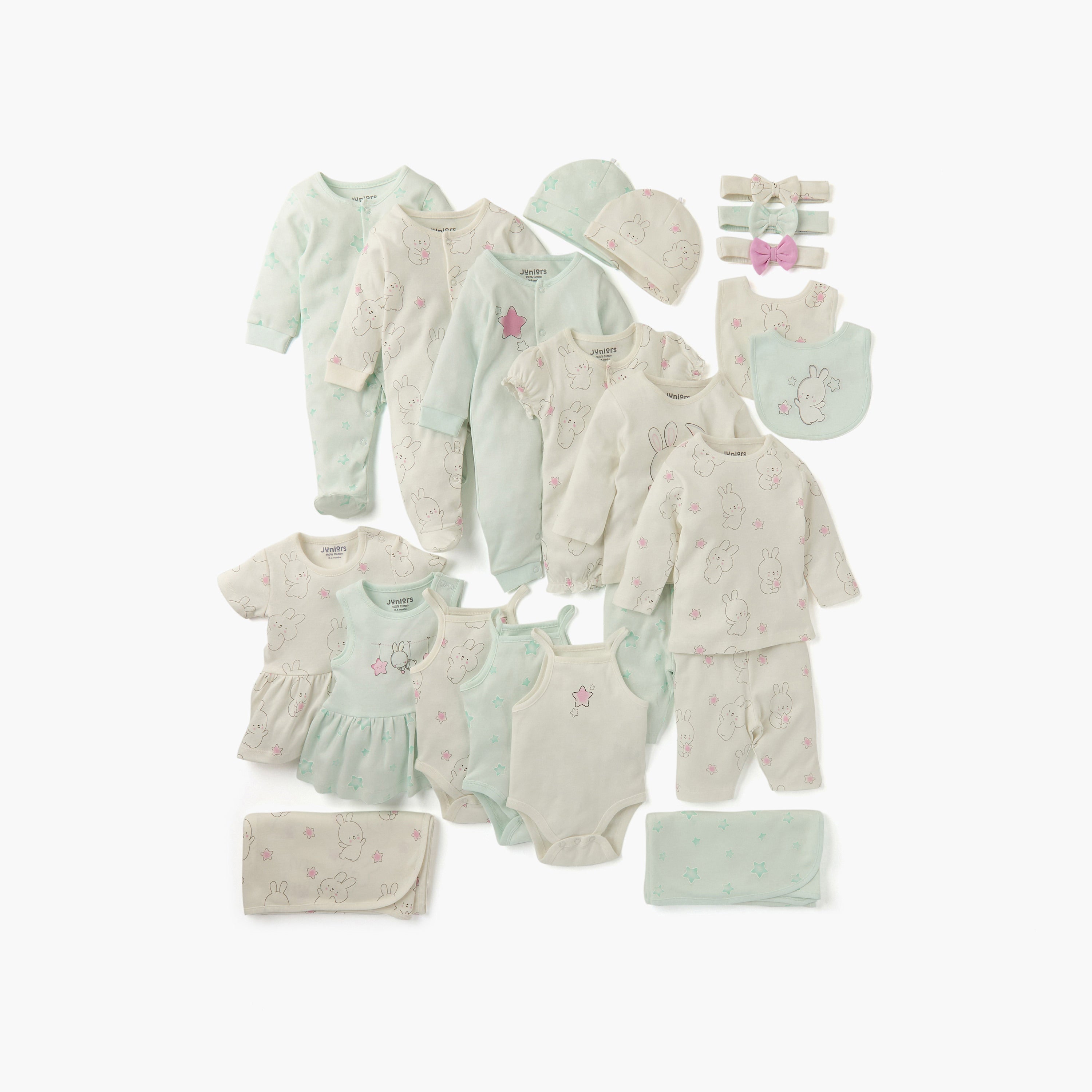 Juniors Printed Closed Feet Sleepsuit with Button Closure - Set of 2