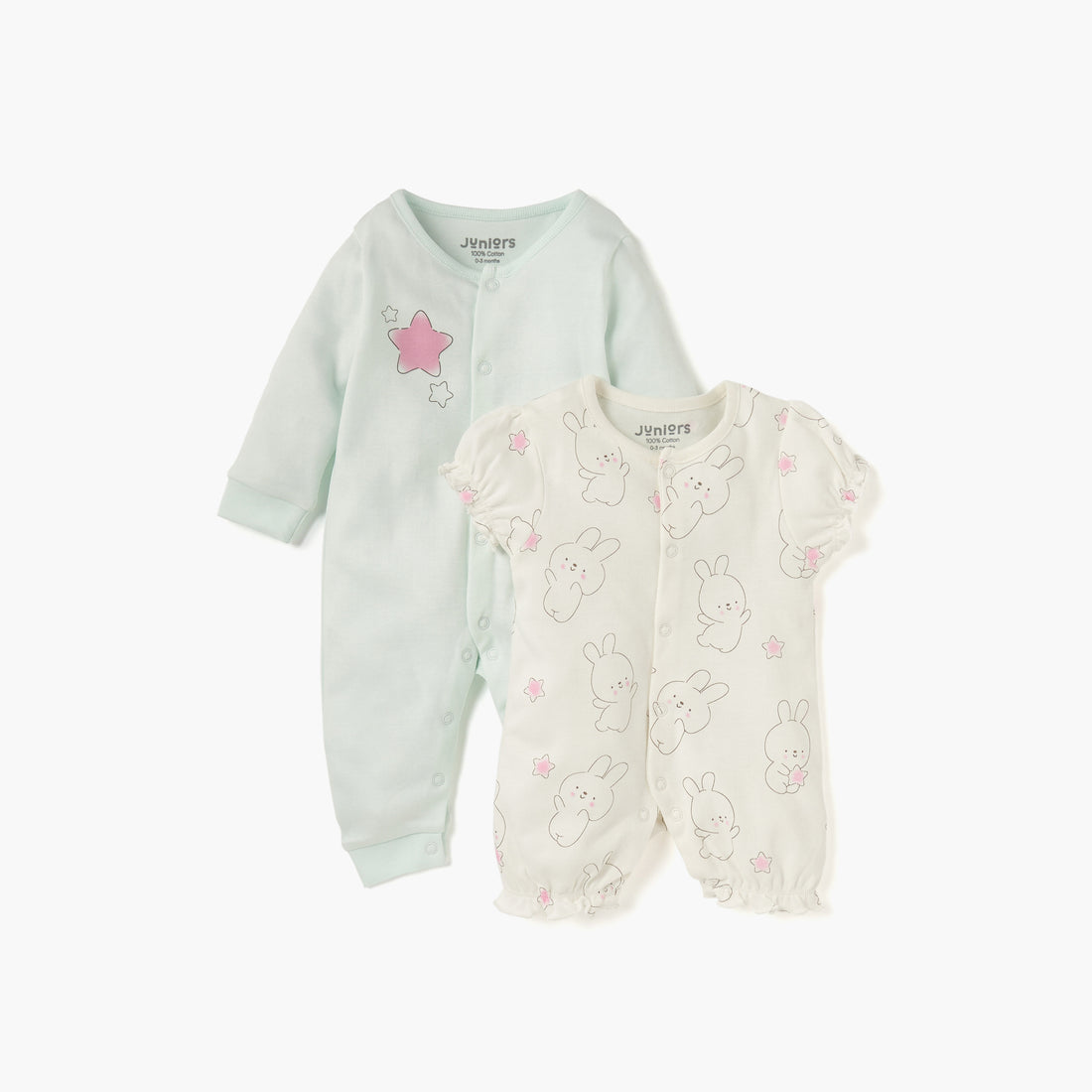 Juniors Printed Sleepsuit and Romper Set - Multicolour / 12-18 mths