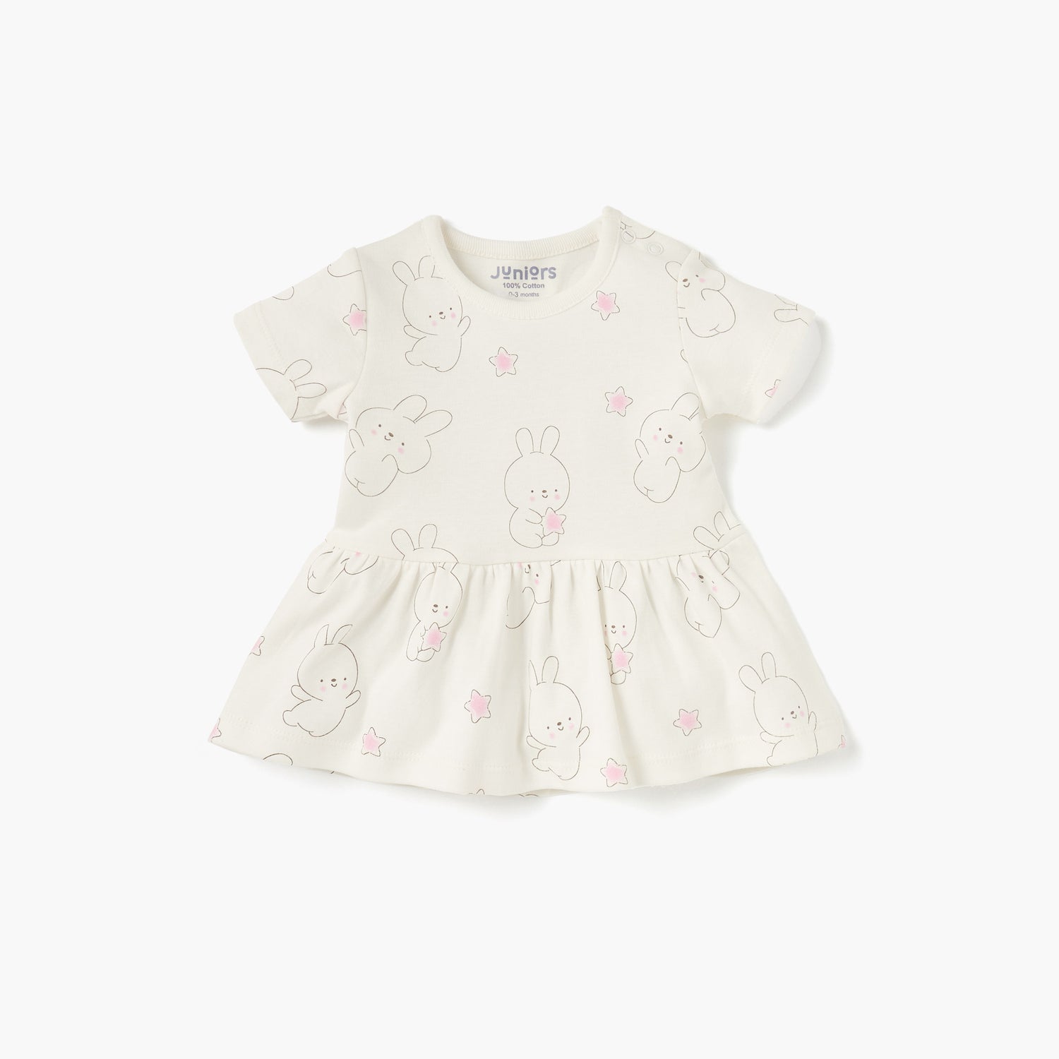 Juniors Printed Dress with Round Neck - Set of 2