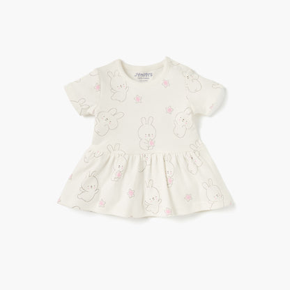 Juniors Printed Dress with Round Neck - Set of 2