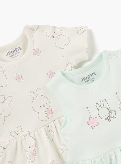 Juniors Printed Dress with Round Neck - Set of 2-baby-girls-clothing-dressesandjumpsuits-image-4