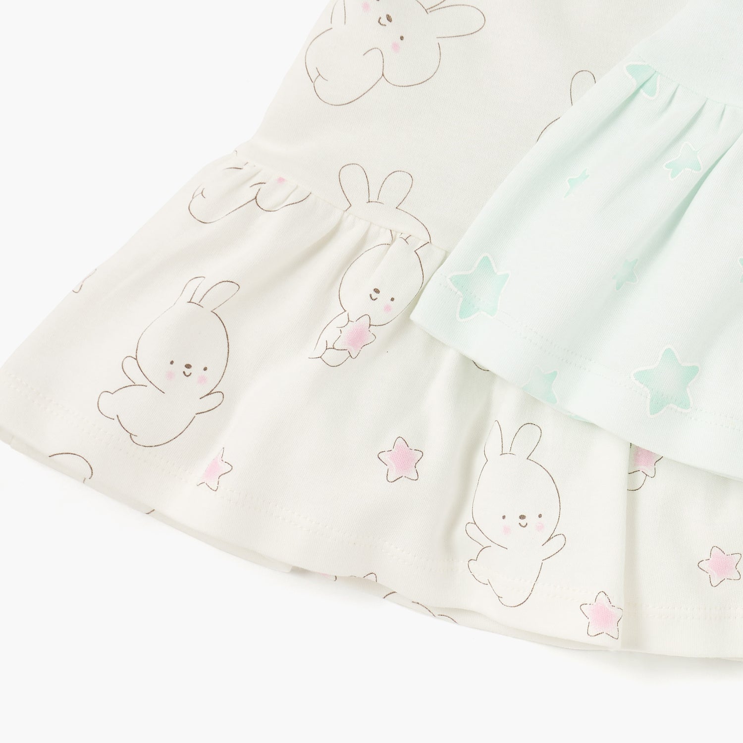 Juniors Printed Dress with Round Neck - Set of 2