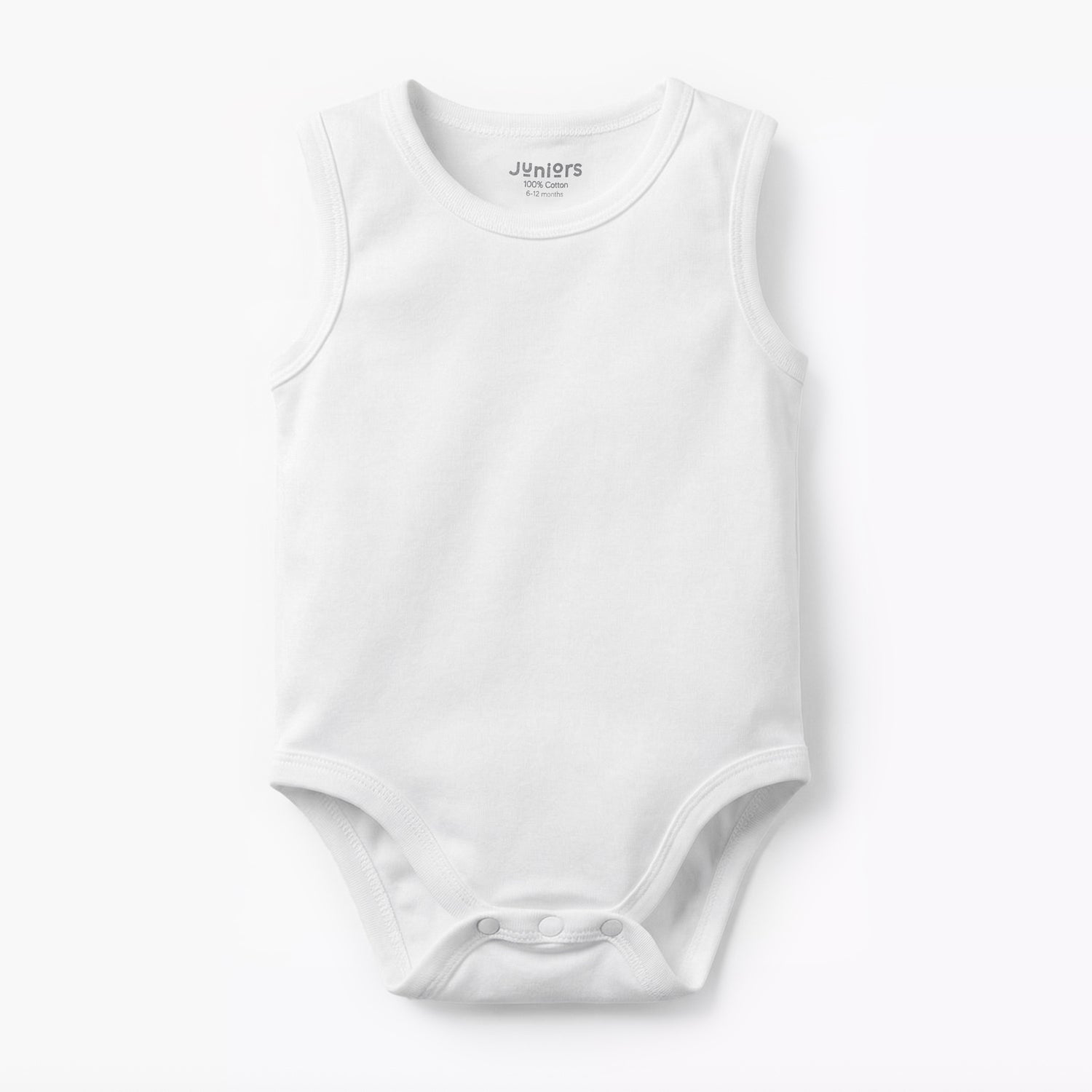 Juniors Solid Sleeveless Bodysuit with Snap Button Closure - Set of 7