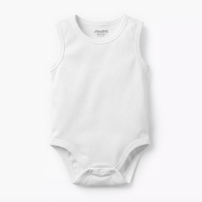 Juniors Solid Sleeveless Bodysuit with Snap Button Closure - Set of 7