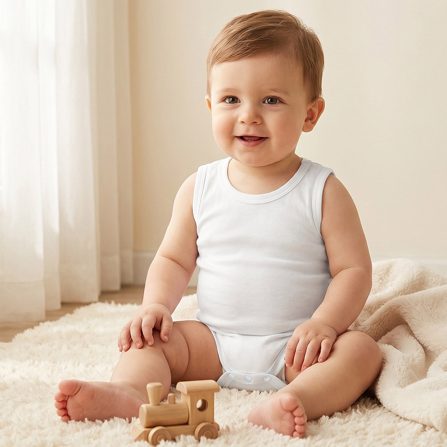 Juniors Solid Sleeveless Bodysuit with Snap Button Closure - Set of 7