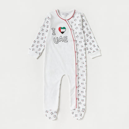 Juniors UAE National Day Print Closed Feet Sleepsuit with Long Sleeves - Multicolour / 9-12 mths