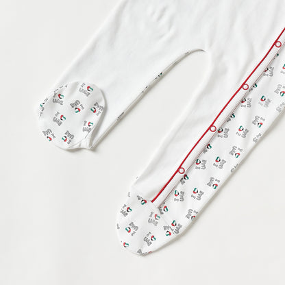 Juniors UAE National Day Print Closed Feet Sleepsuit with Long Sleeves