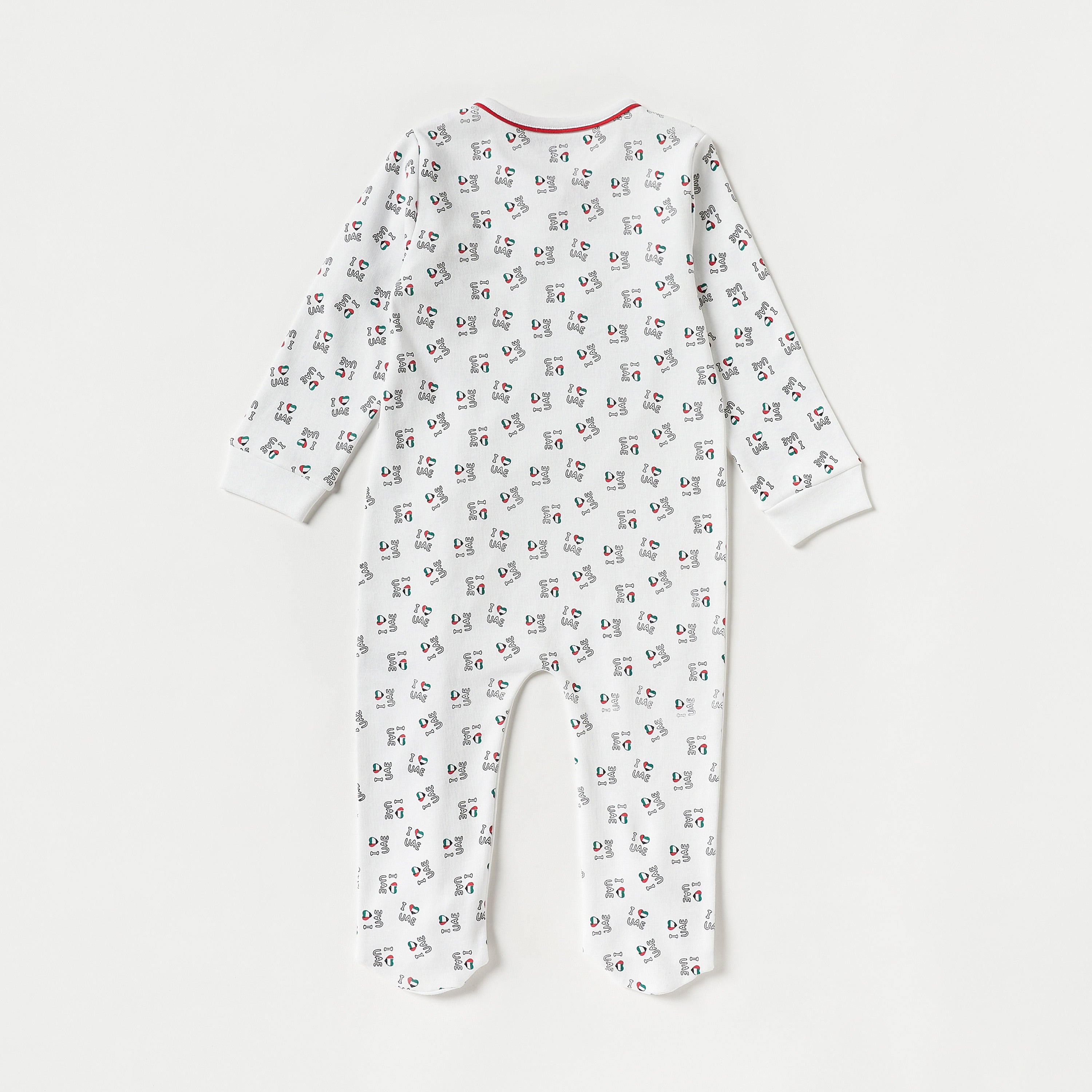 Juniors UAE National Day Print Closed Feet Sleepsuit with Long Sleeves