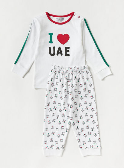 Juniors UAE National Day Print T-shirt and Pyjama Set-baby-boys-clothing-nightwear-pyjamasets-image-1