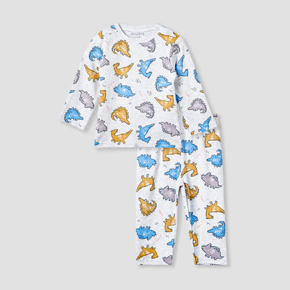 Juniors Dinosaur Print T-shirt and Pyjama Set - Grey / 18-24 mths