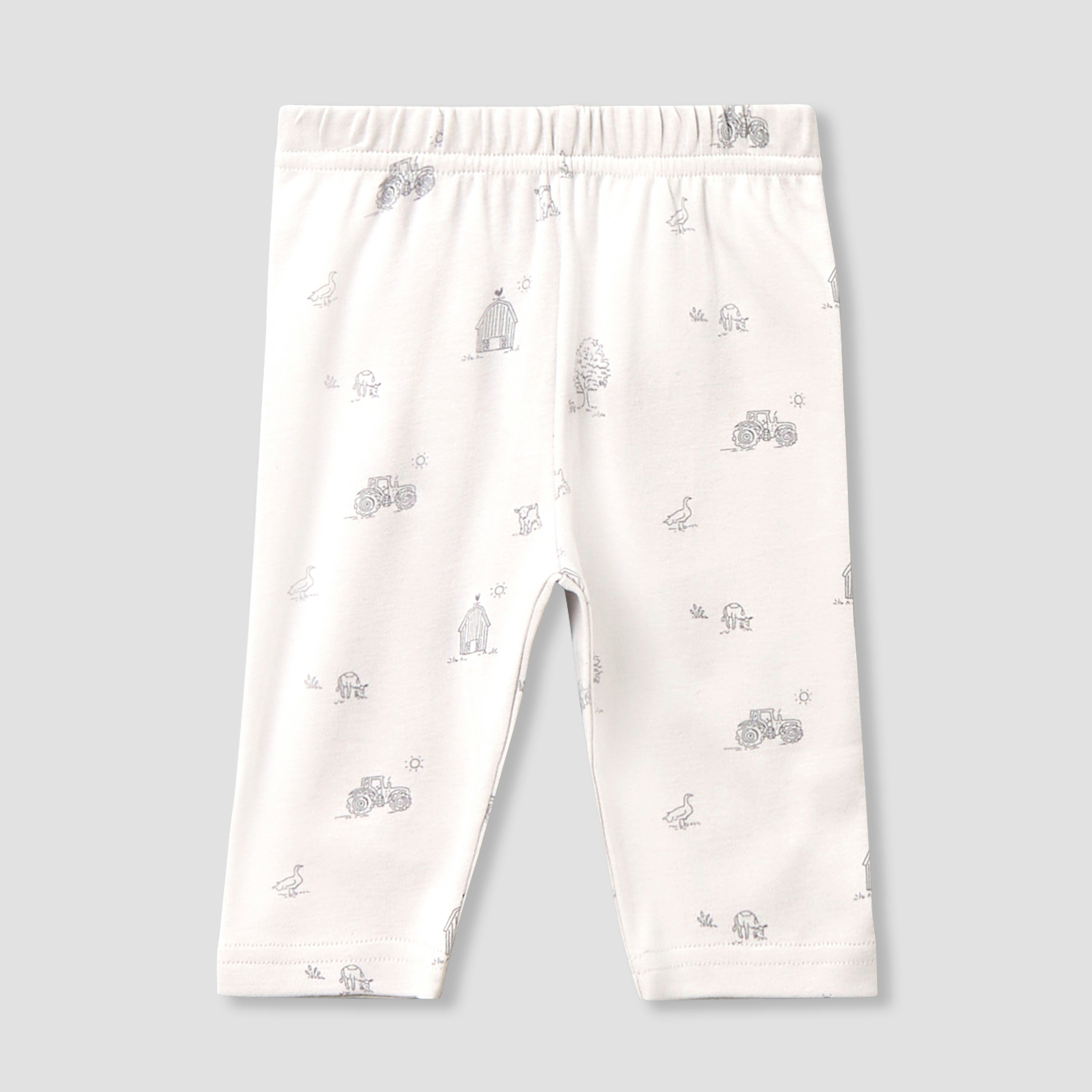 Juniors Cotton Collared Long Sleeves Pyjama Set with Barnyard Print