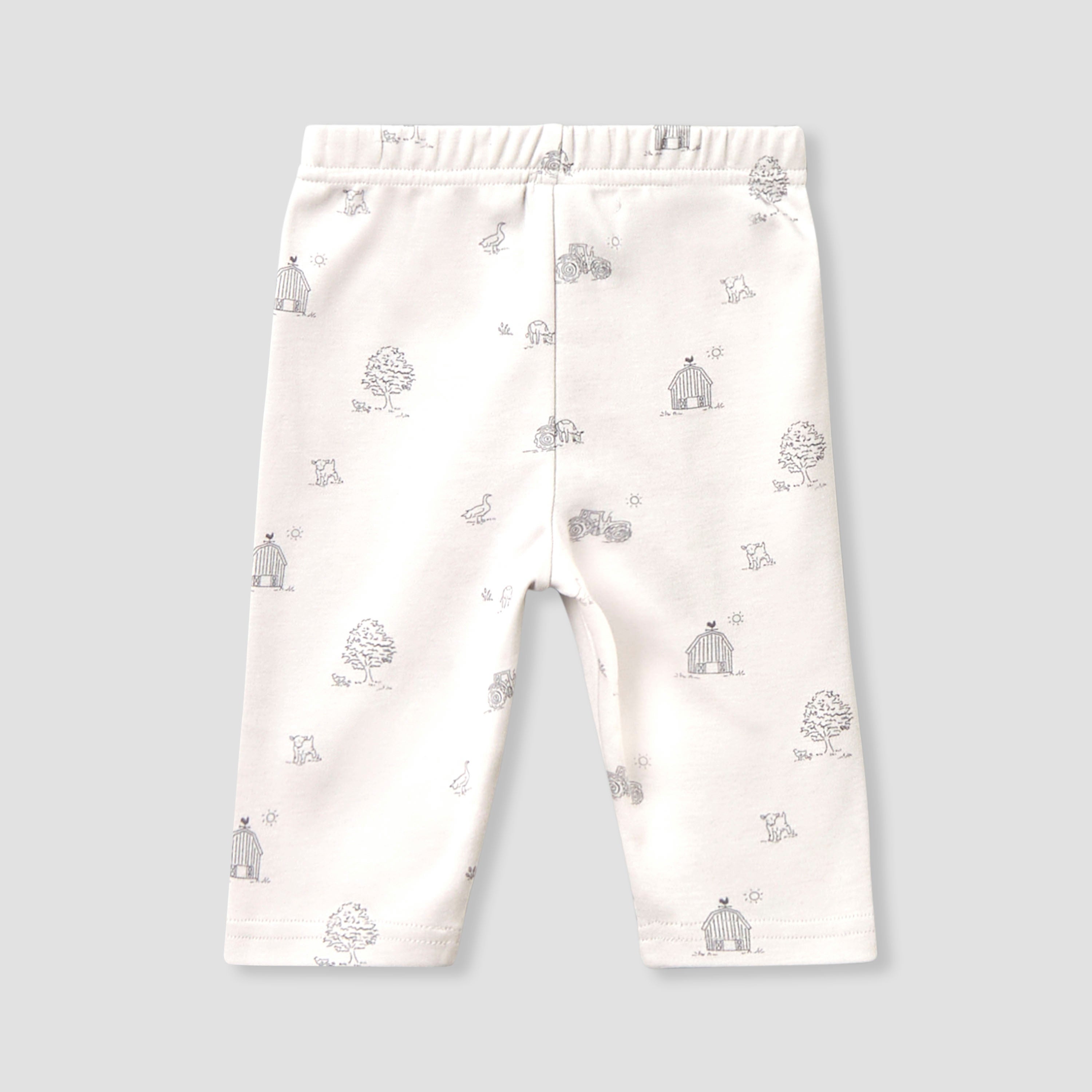 Juniors Cotton Collared Long Sleeves Pyjama Set with Barnyard Print