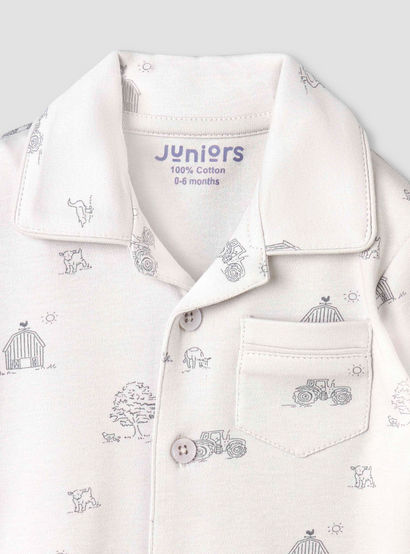 Juniors Cotton Collared Long Sleeves Pyjama Set with Barnyard Print-baby-boys-clothing-nightwear-pyjamasets-image-6