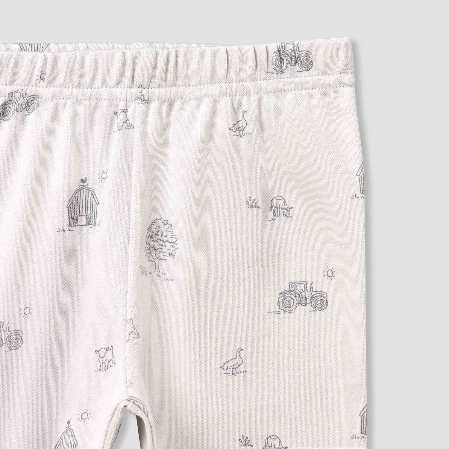 Juniors Cotton Collared Long Sleeves Pyjama Set with Barnyard Print