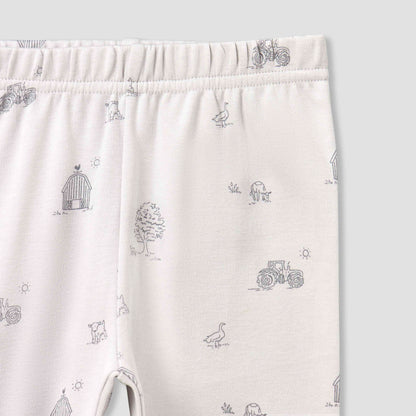 Juniors Cotton Collared Long Sleeves Pyjama Set with Barnyard Print