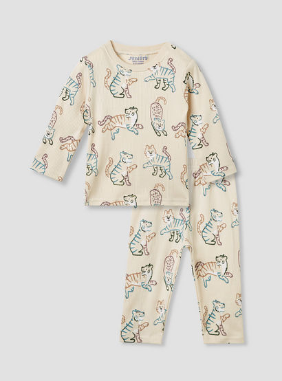 Juniors Bunny Print T-shirt and Pyjama Set-baby-girls-clothing-nightwear-pyjamasets-image-2