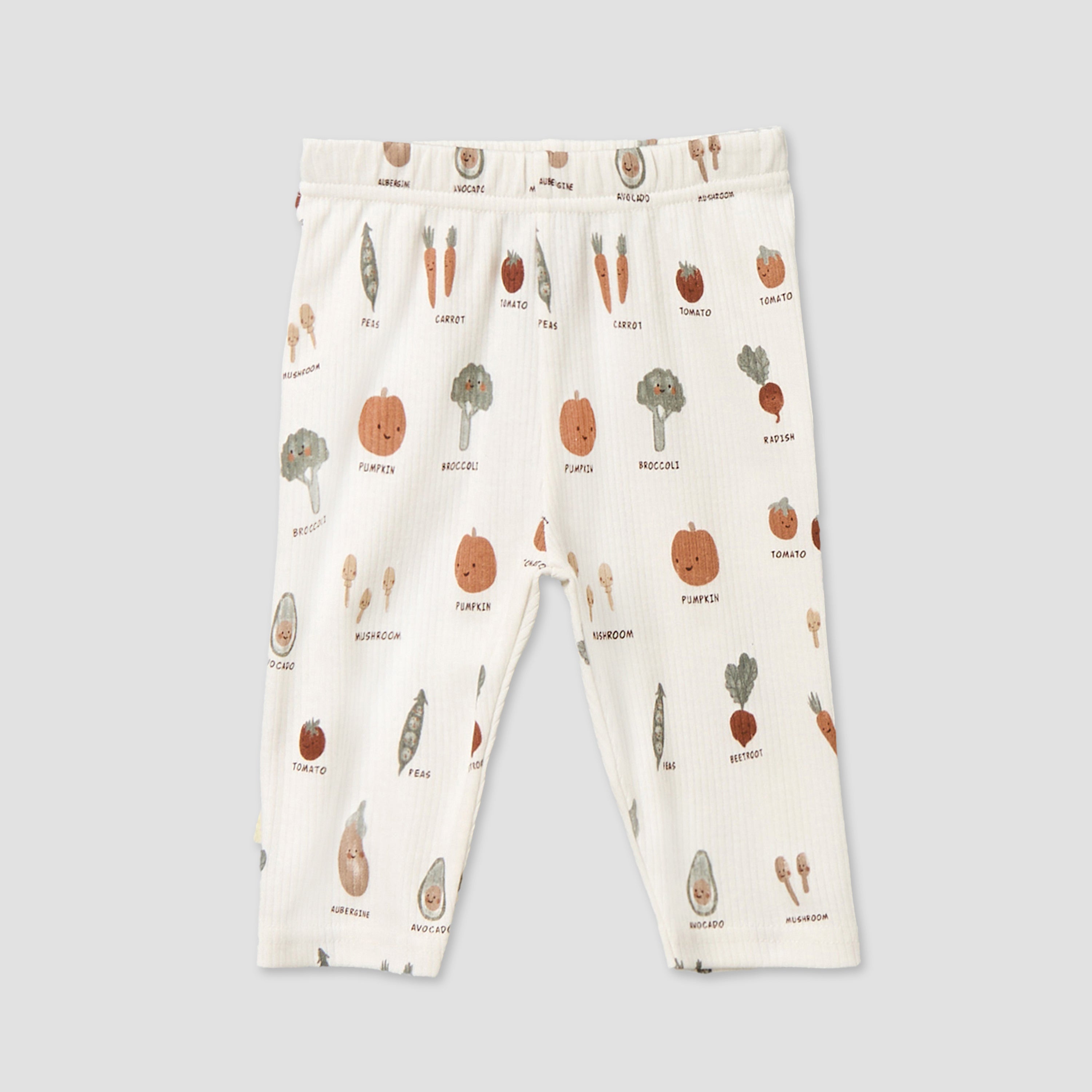 Juniors Cotton Collared Long Sleeves Pyjama Set with Vegetable Print