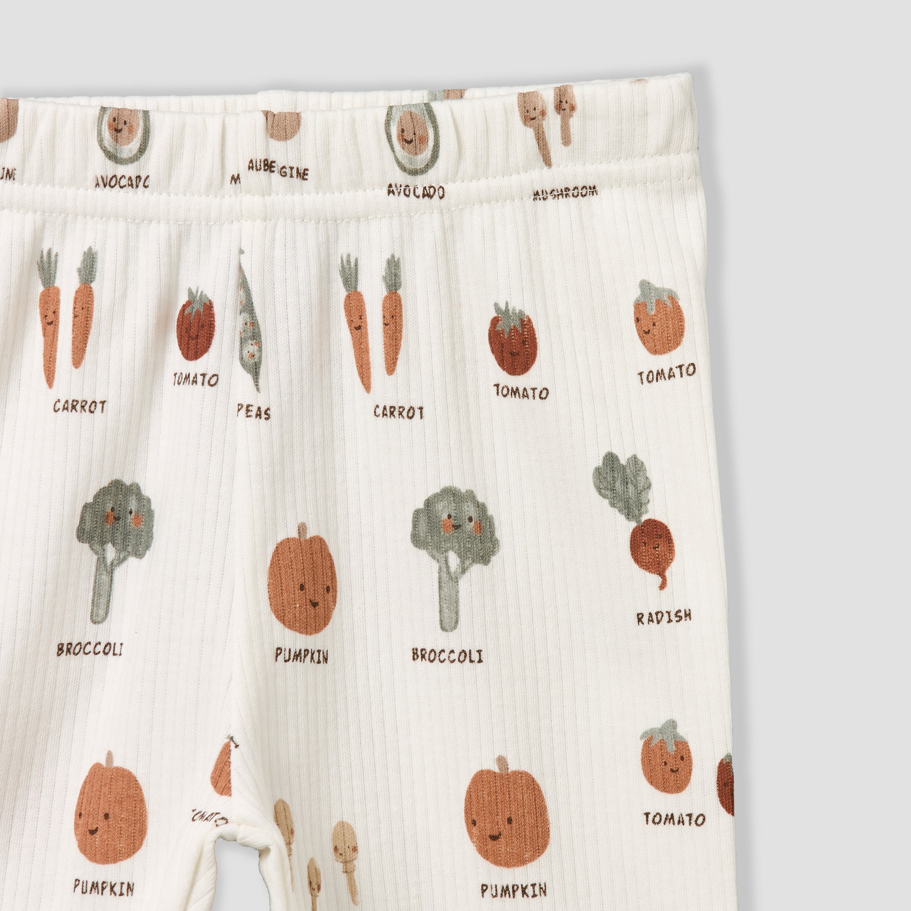 Juniors Cotton Collared Long Sleeves Pyjama Set with Vegetable Print
