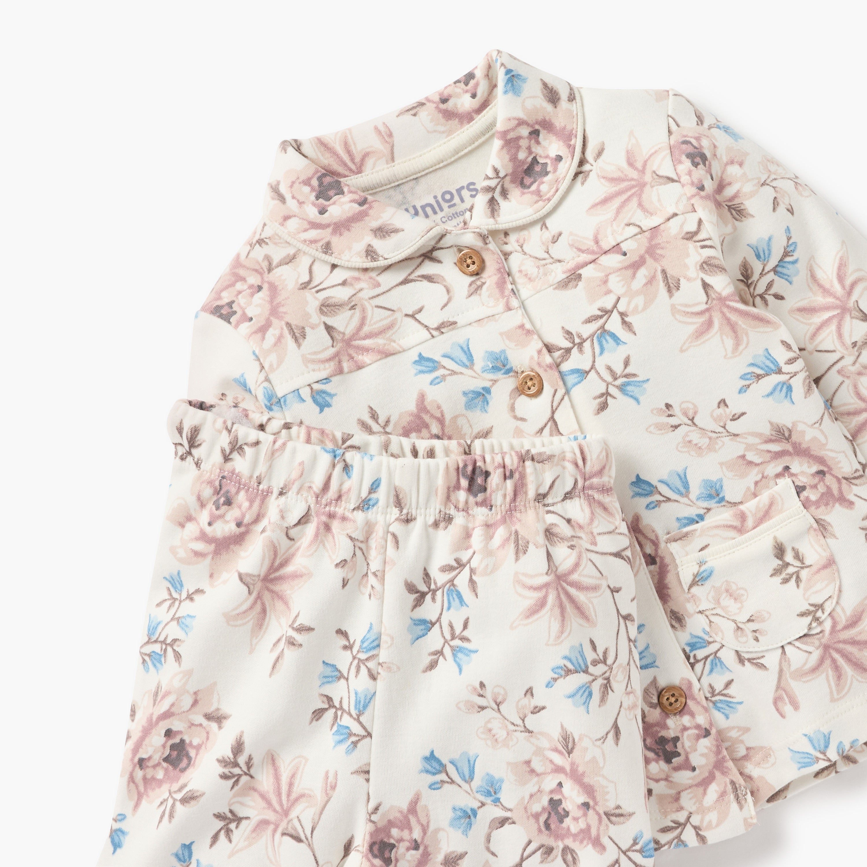 Juniors Floral Print Shirt and Pyjama Set