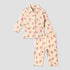 Juniors Cotton Collared Long Sleeves Pyjama Set with Strawberry Print - Beige / 12-18 mths