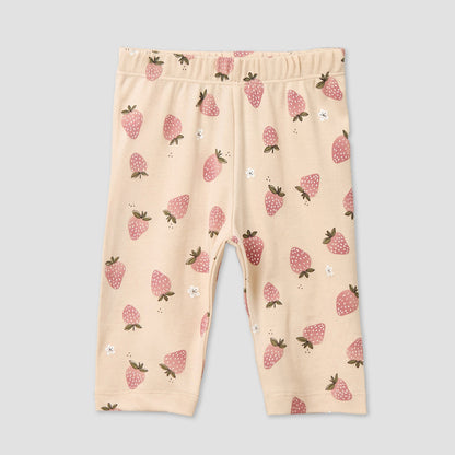 Juniors Cotton Collared Long Sleeves Pyjama Set with Strawberry Print