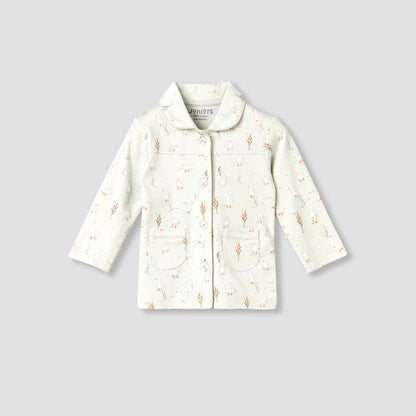 Juniors Cotton Collared Long Sleeves Pyjama Set with Duck Print