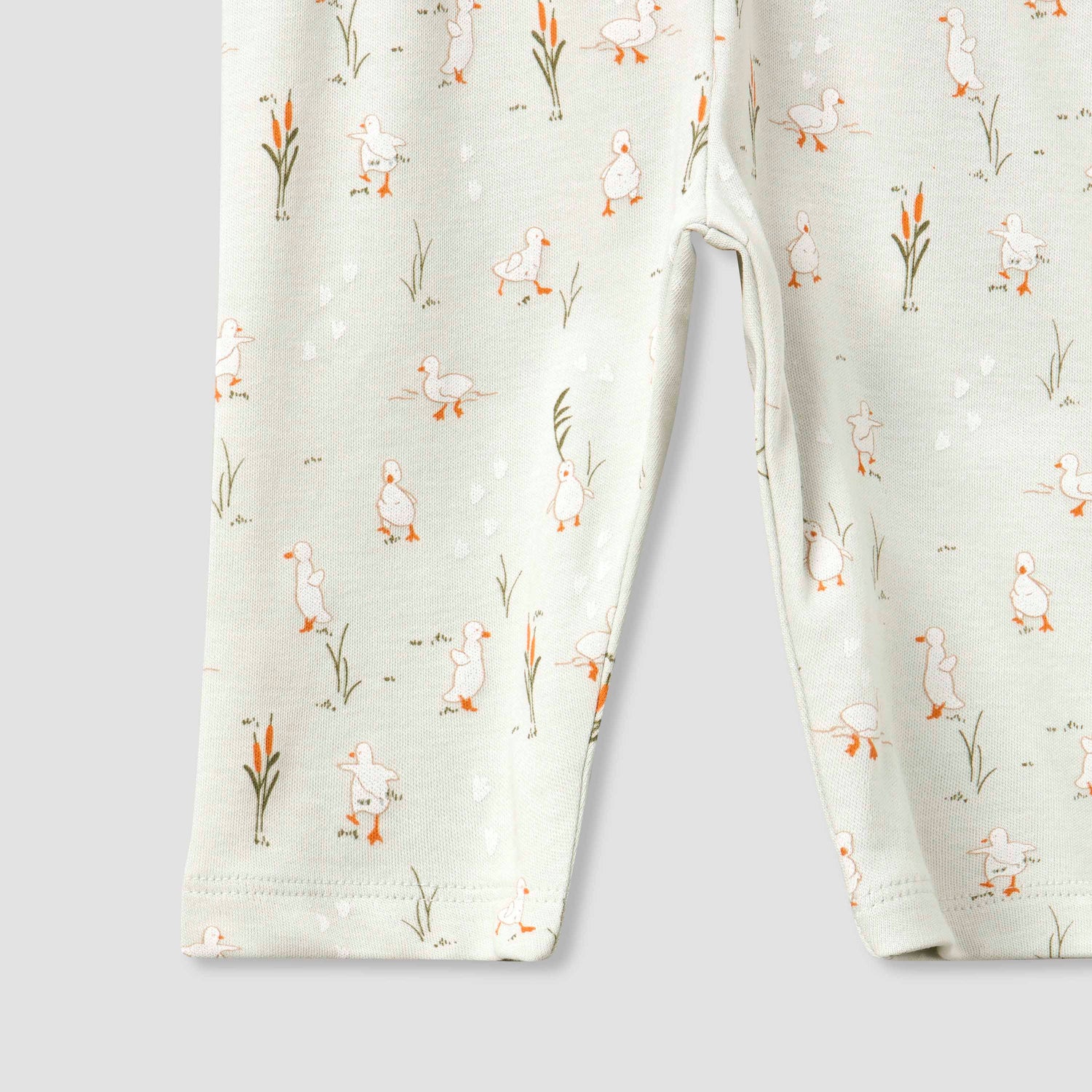 Juniors Cotton Collared Long Sleeves Pyjama Set with Duck Print