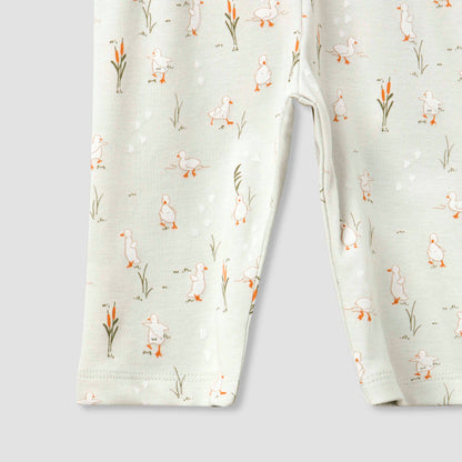 Juniors Cotton Collared Long Sleeves Pyjama Set with Duck Print