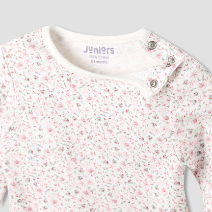 Juniors Floral Print Long Sleeve T-shirt and Pyjama Set