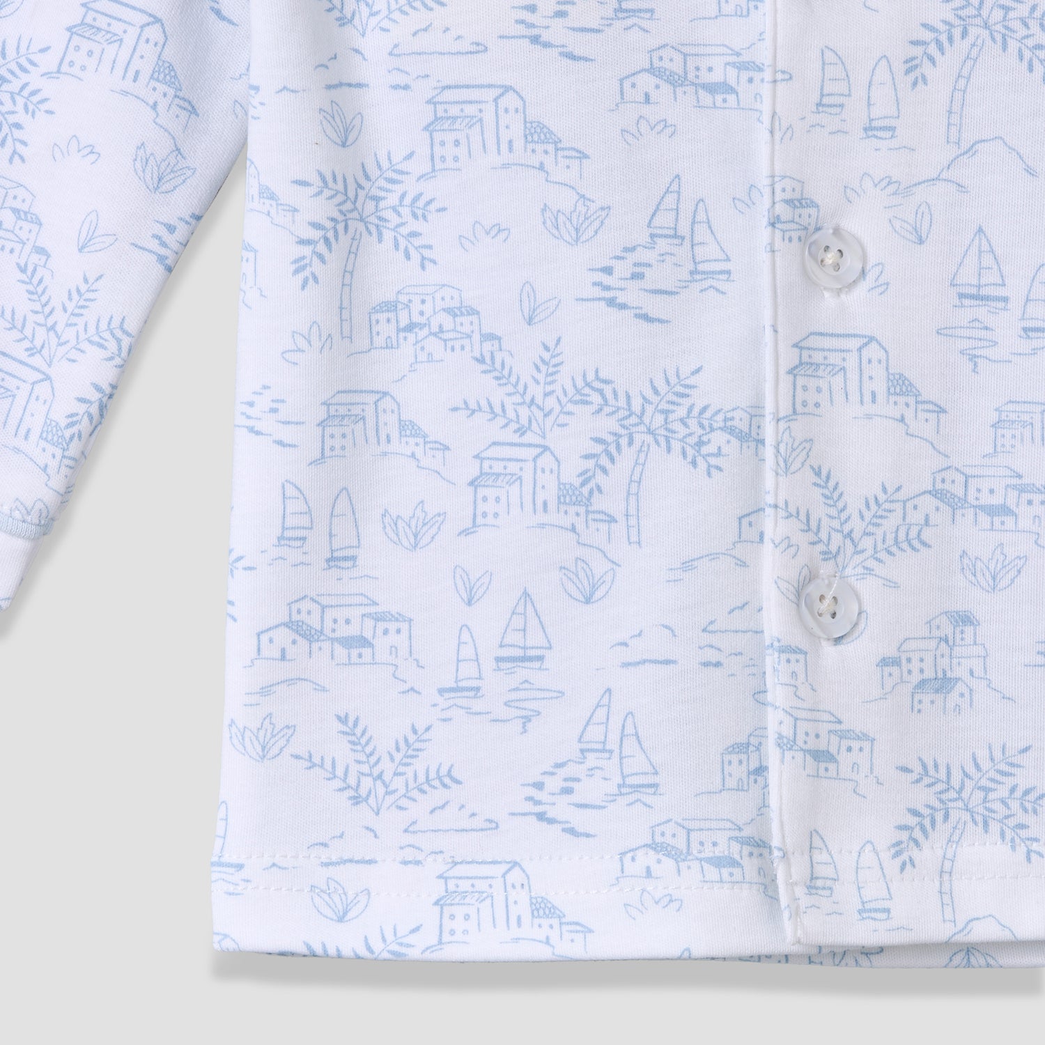 Giggles Cotton Collared Long Sleeves Pyjama Set with Print