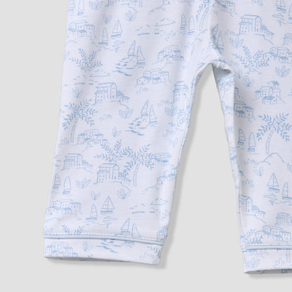 Giggles Cotton Collared Long Sleeves Pyjama Set with Print