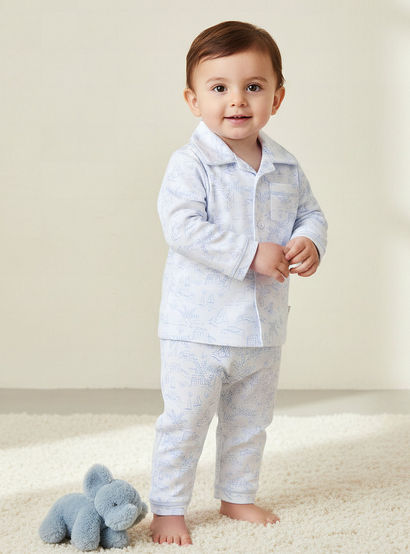 Giggles Cotton Collared Long Sleeves Pyjama Set with Print-baby-boys-clothing-nightwear-pyjamasets-image-1