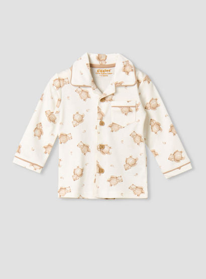 Giggles Cotton Collared Long Sleeves Pyjama Set with Teddy Bear Print-baby-boys-clothing-nightwear-pyjamasets-image-3