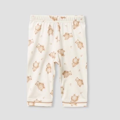Giggles Cotton Collared Long Sleeves Pyjama Set with Teddy Bear Print