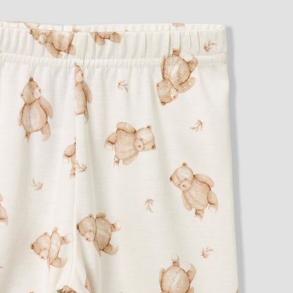 Giggles Cotton Collared Long Sleeves Pyjama Set with Teddy Bear Print
