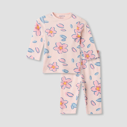 Juniors Floral Print Long Sleeve T-shirt and Pyjama Set