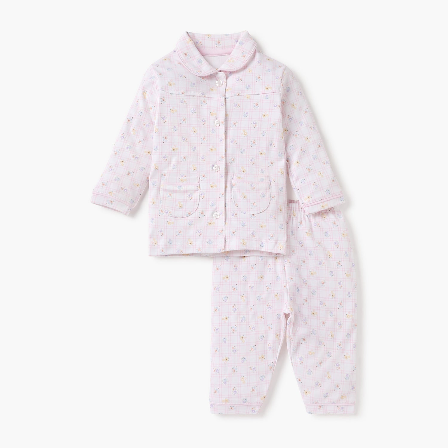 Juniors Floral Print Shirt and Pyjama Set - Pink / 12-18 mths