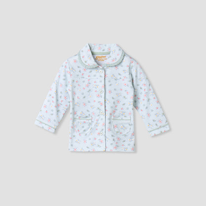 Giggles Cotton Collared Long Sleeves Pyjama Set with Floral Print