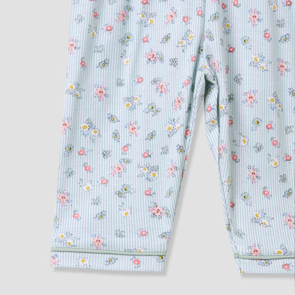Giggles Cotton Collared Long Sleeves Pyjama Set with Floral Print