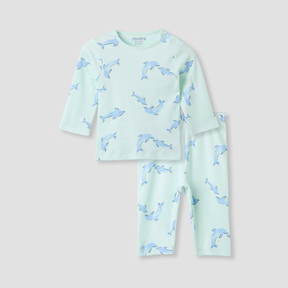 Juniors Pyjama Set with Bear Print - Cotton - Long Sleeves - Round Neck