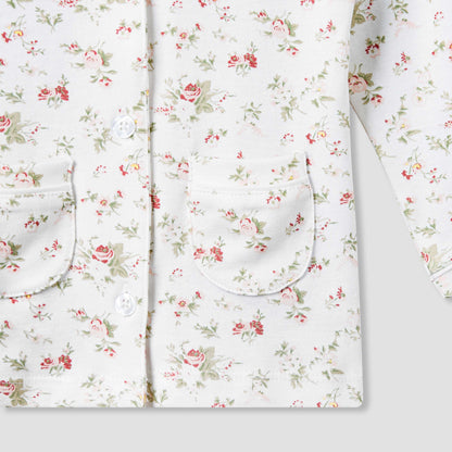 Giggles Cotton Peter Pan Collar Long Sleeves Pyjama Set with Floral Print