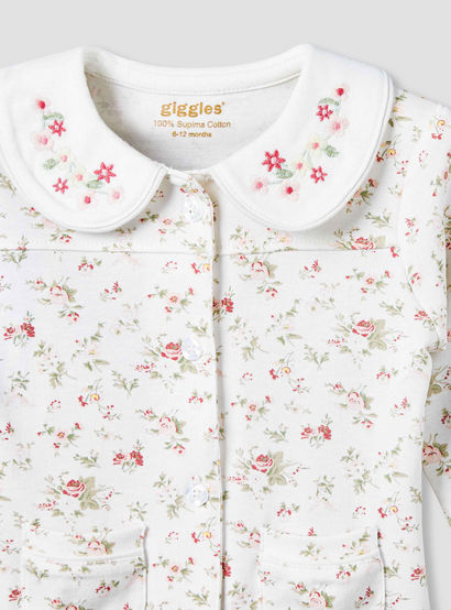 Giggles Cotton Peter Pan Collar Long Sleeves Pyjama Set with Floral Print-baby-girls-clothing-nightwear-pyjamasets-image-5