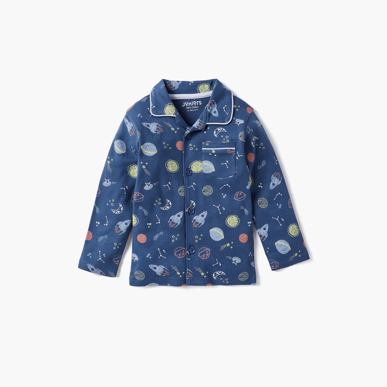 Juniors Space Print Long Sleeves Shirt and Pyjama Set