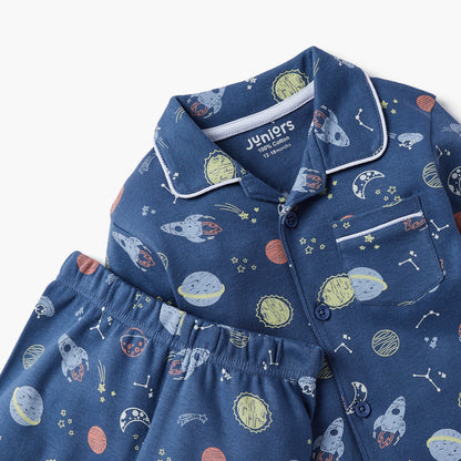 Juniors Space Print Long Sleeves Shirt and Pyjama Set