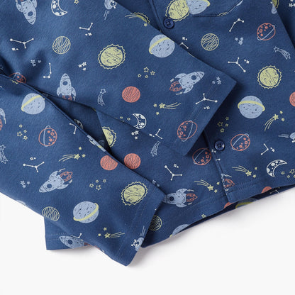 Juniors Space Print Long Sleeves Shirt and Pyjama Set