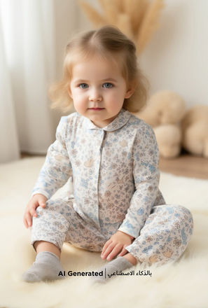 Juniors All-Over Floral Print Shirt and Pyjama Set