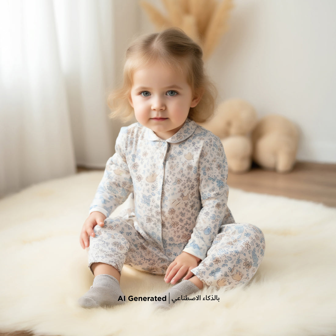 Juniors All-Over Floral Print Shirt and Pyjama Set - Multicolour / 18-24 mths