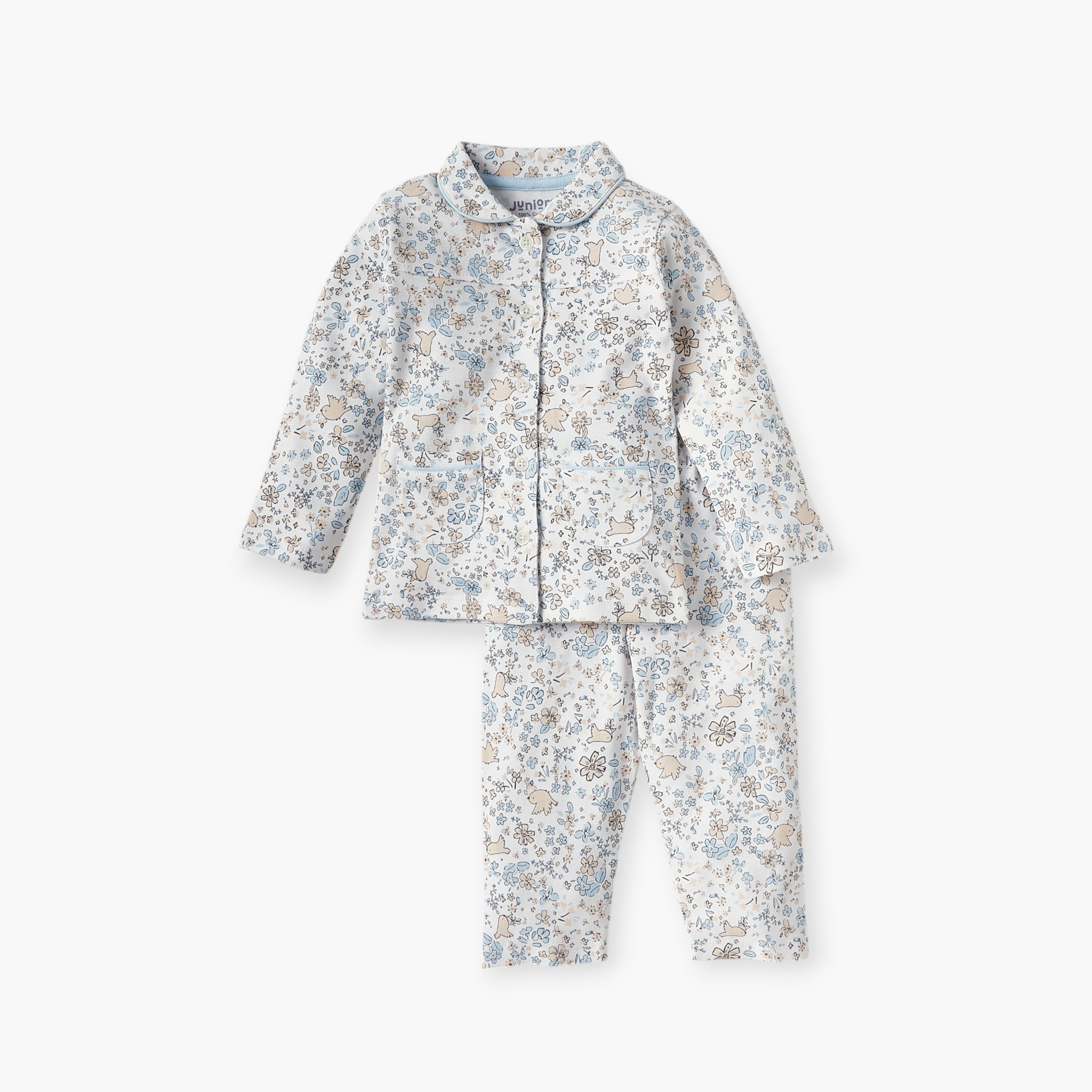 Juniors All-Over Floral Print Shirt and Pyjama Set