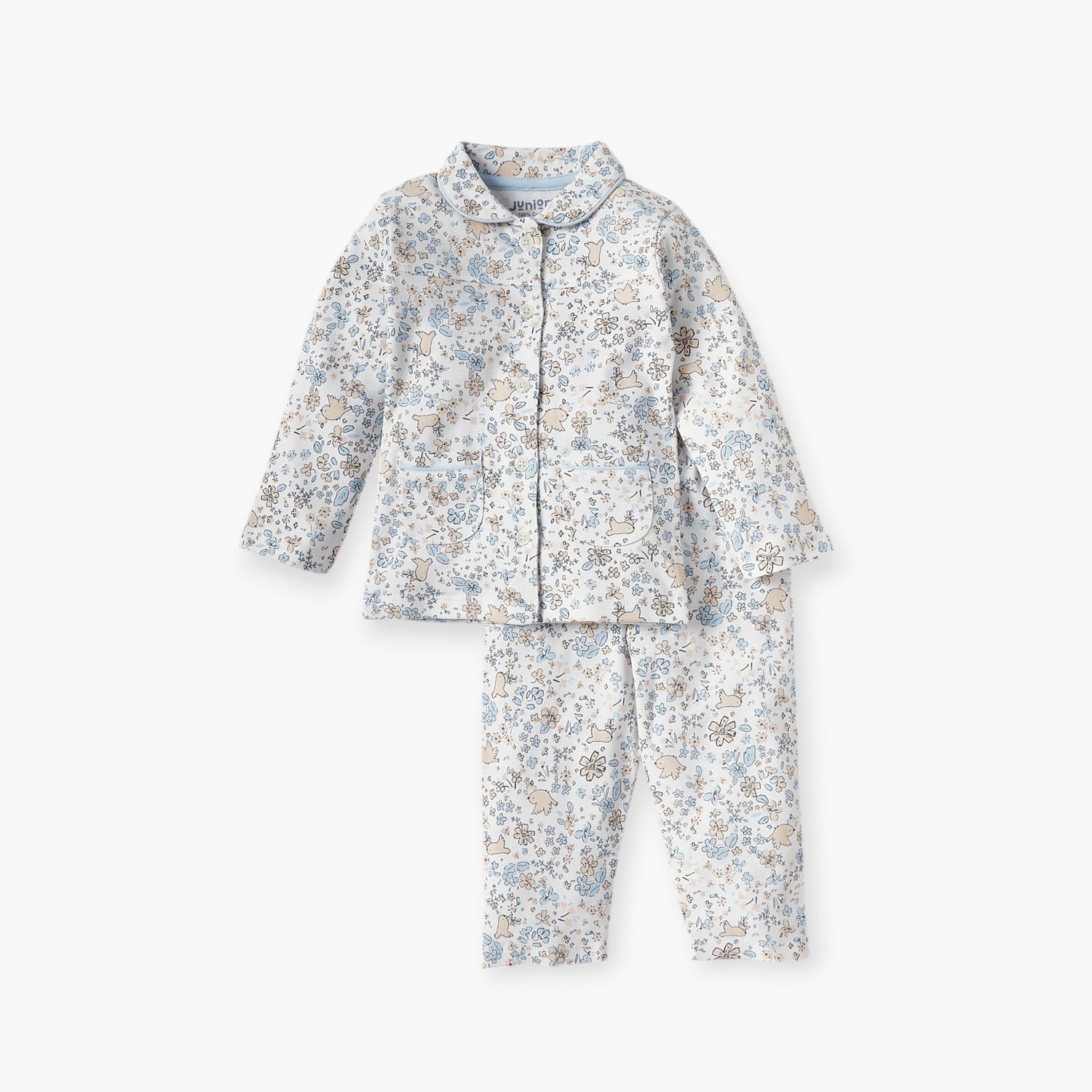 Juniors All-Over Floral Print Shirt and Pyjama Set