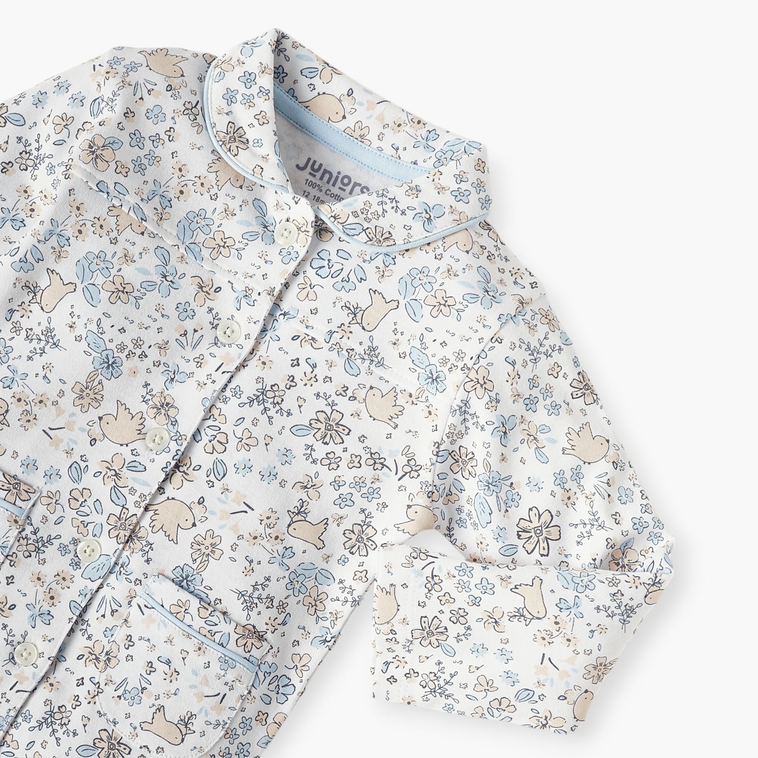 Juniors All-Over Floral Print Shirt and Pyjama Set